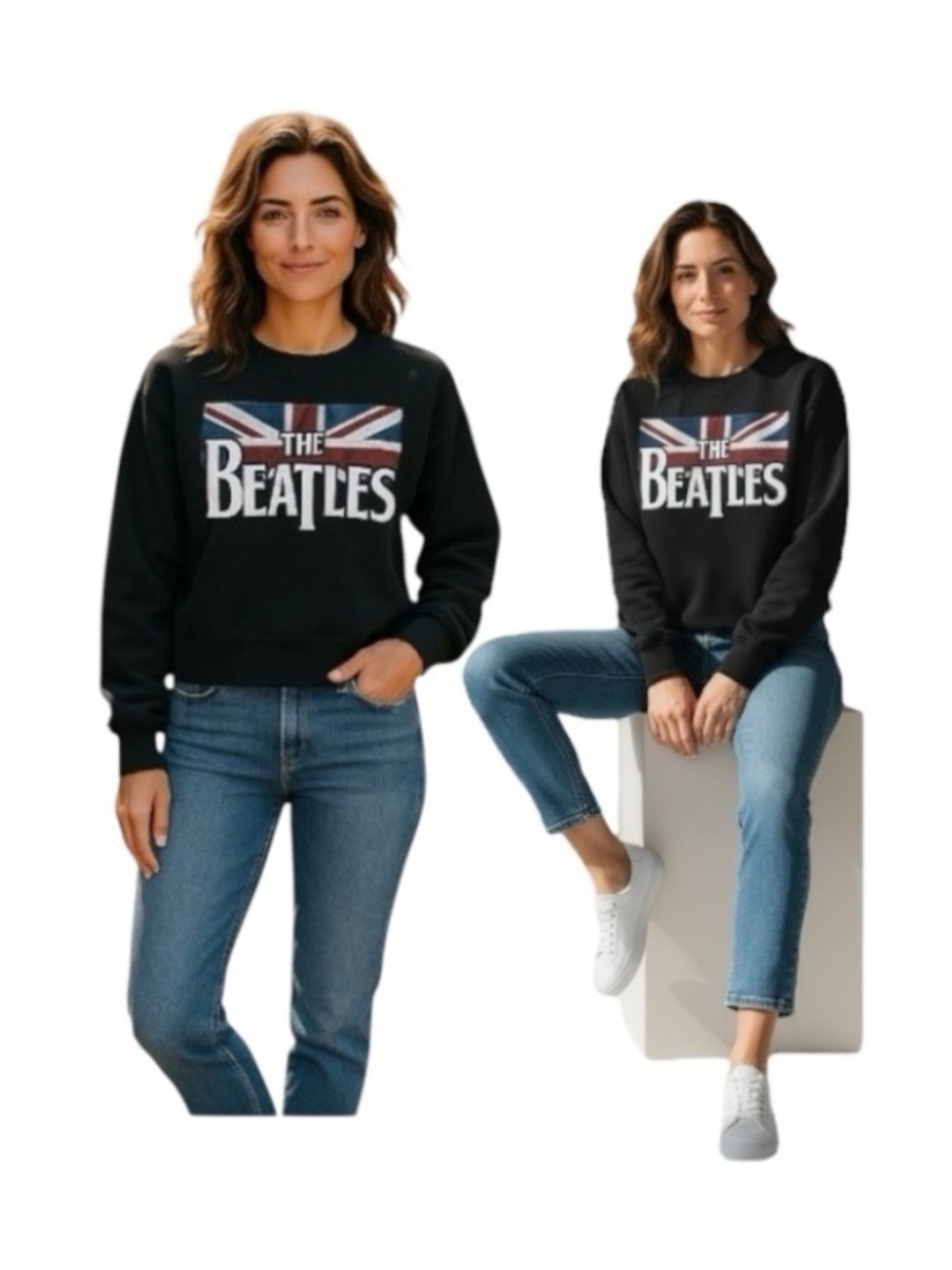Beatles Long Sleeves Crop Sweatshirt - Picture 1 of 14